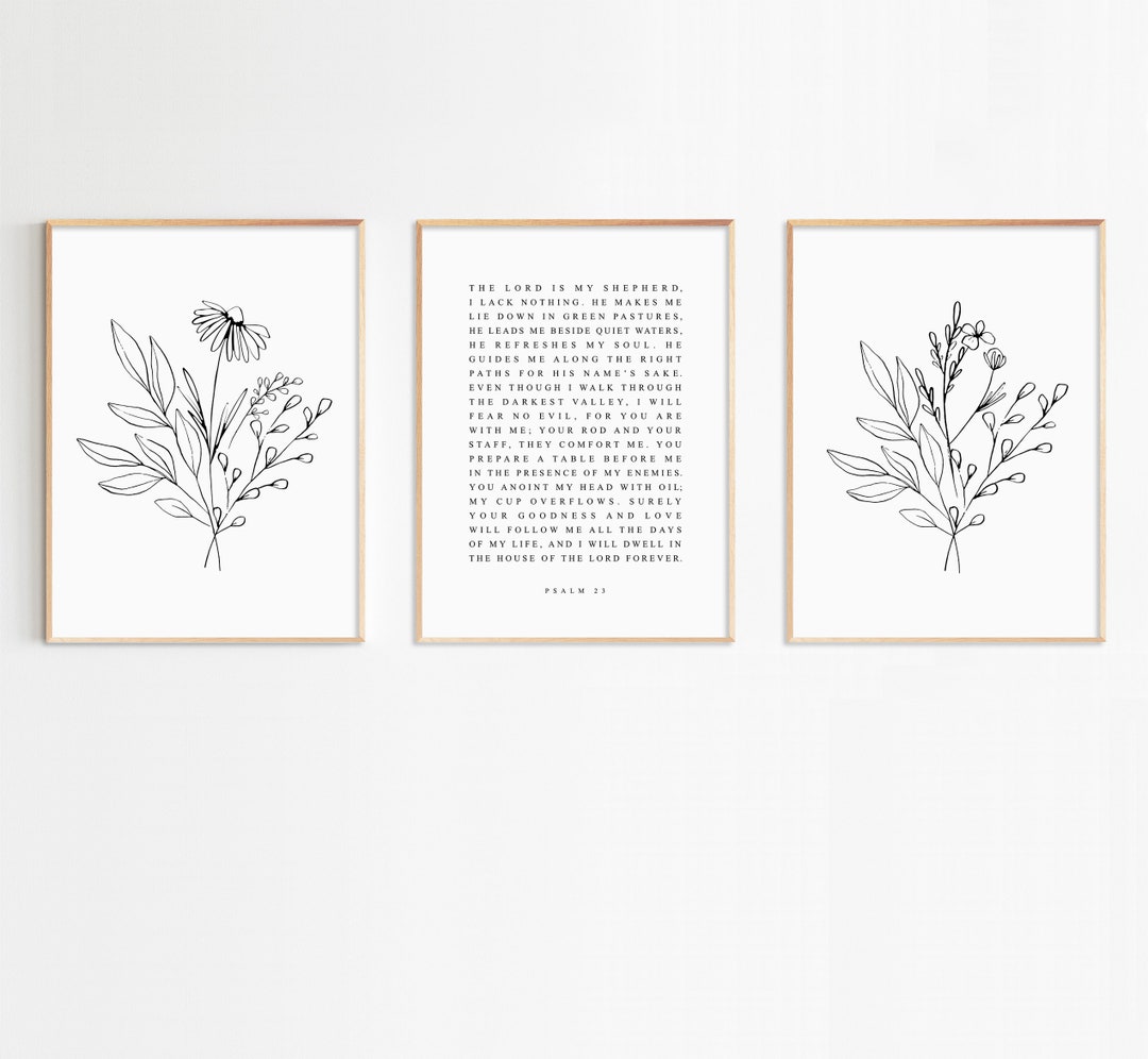 Psalm 23 the Lord is My Shepherd, Bible Verse Wall Art Printable