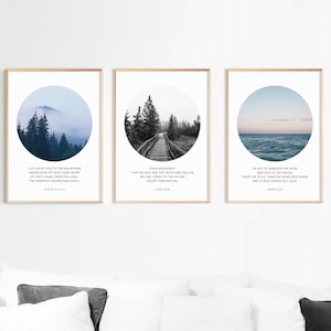 Bible Verse Wall Art Prints: Psalm 121, John 14, Mark 4 (Digital Download)
