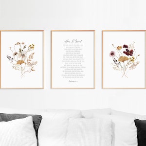 Deuteronomy 6:4-9, Bible Verse Wall Art, Printable Scripture, Wildflower Print, Botanical Wall Art, Set of 3 Prints, Maximum Size 16x20