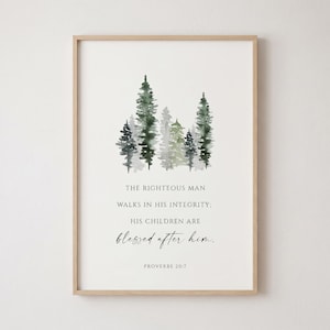 Proverbs 20:7 Father's Day Gift, Printable Wall Art (Digital Download)