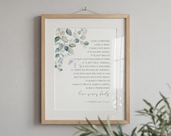 1 Korinther 13: 4-8, Bibel-Verskunst, druckbare Schrift, Hochzeitsgeschenk, maximale Größe 20x30