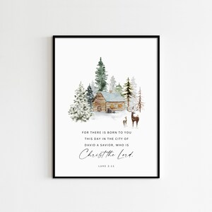 Lucas 2:11, Arte del versículo bíblico de Navidad, Decoración de la casa de vacaciones, Arte de pared imprimible de Navidad, Arte de pared de Navidad
