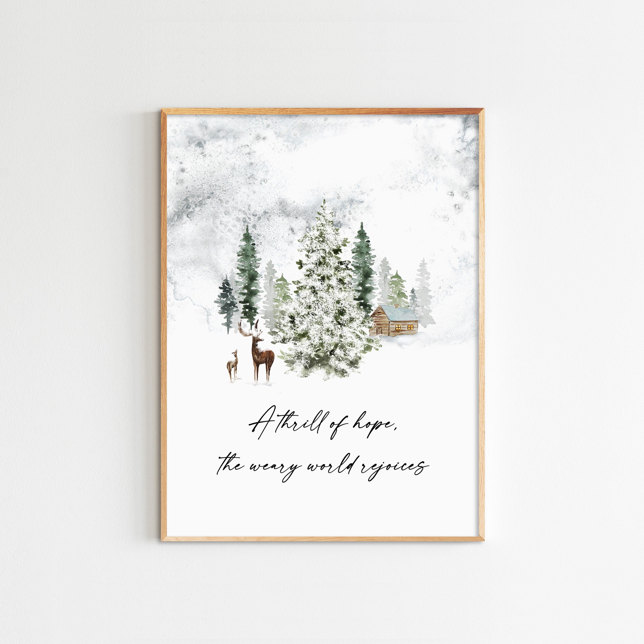 A Thrill of Hope The Weary World Rejoices Christmas Wall Art Printable Christmas Lyric Print Holiday Wall Art Christmas Decor