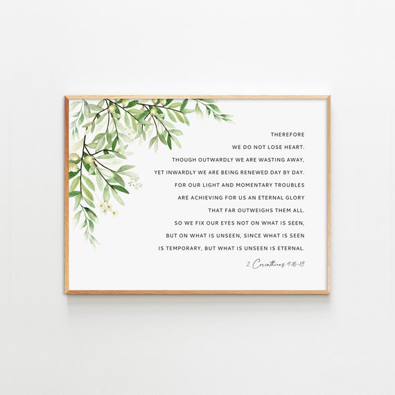 2 Corinthians 4:16-18 Bible Verse Wall Art Printable - Etsy