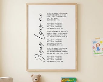 Jesus Loves Me Print: Christian Nursery Hymn Lyrics (Digital Download)