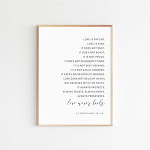 1 CORINTHIANS 13 Love is Patient Bible Verse Wall Art Printable Scripture Bible Quote Print Biblical Wedding Gift
