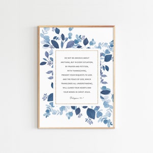 Philippians 4:6-7, Do Not Be Anxious, Bible Verse Wall Art, Printable Scripture, Christian Home Decor, Maximum Size 20x30