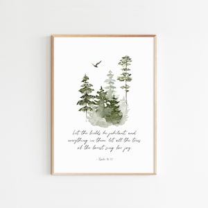 Psalm 96:12 Forest Print, Christian Scripture Wall Art (Digital Download)