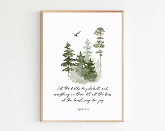 Psalm 96:12 Forest Print, Christian Scripture Wall Art (Digital Download)