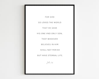 John 3:16 Bible Verse Wall Art Printable (Digital Download)