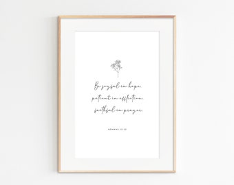 Romans 12:12 Bible Verse Print, Christian Scripture Art (Digital Download)