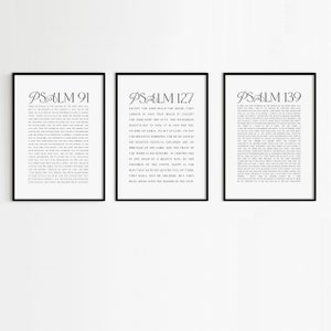 Psalm 91, 127, 139 Scripture Prints: Christian Home Decor (Digital Download)