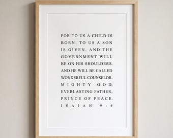 Isaiah 9:6 Christmas Bible Verse Printable Wall Art (Digital Download)