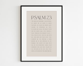 Psalm 23 Scripture Print: Minimalist Bible Verse Wall Art (Digital Download)