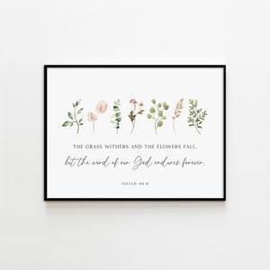 Isaiah 40:8 Botanical Scripture Watercolor Print (Digital Download)