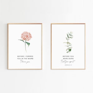 Jeremiah 1:5, Bible Verse Wall Art, Christian Nursery Wall Art, Printable Scripture, Set of 2 Print