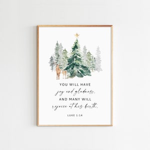 Luke 2:14, Glory to God in the highest, Christmas Decor, Holiday Wall Art, Printable Christmas Cards, Christian Home Decor