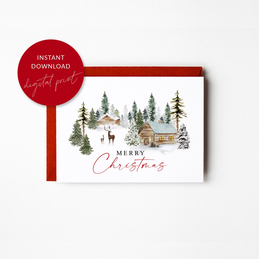 Christmas Card Holiday Watercolor Card Handmade Holiday - Etsy