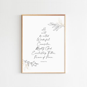 Isaiah 9:6, For Unto Us a Child Is Born, Bible Verse Wall Art, Christmas Print, Holiday Wall  Art, Christmas Wall Art
