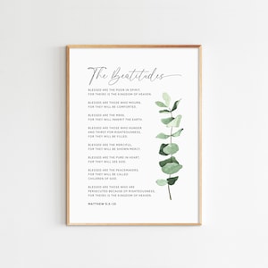 The Beatitudes Matthew 5:3-10 Bible Verse Wall Art Christian Scripture Printable For Christian Home 18X24