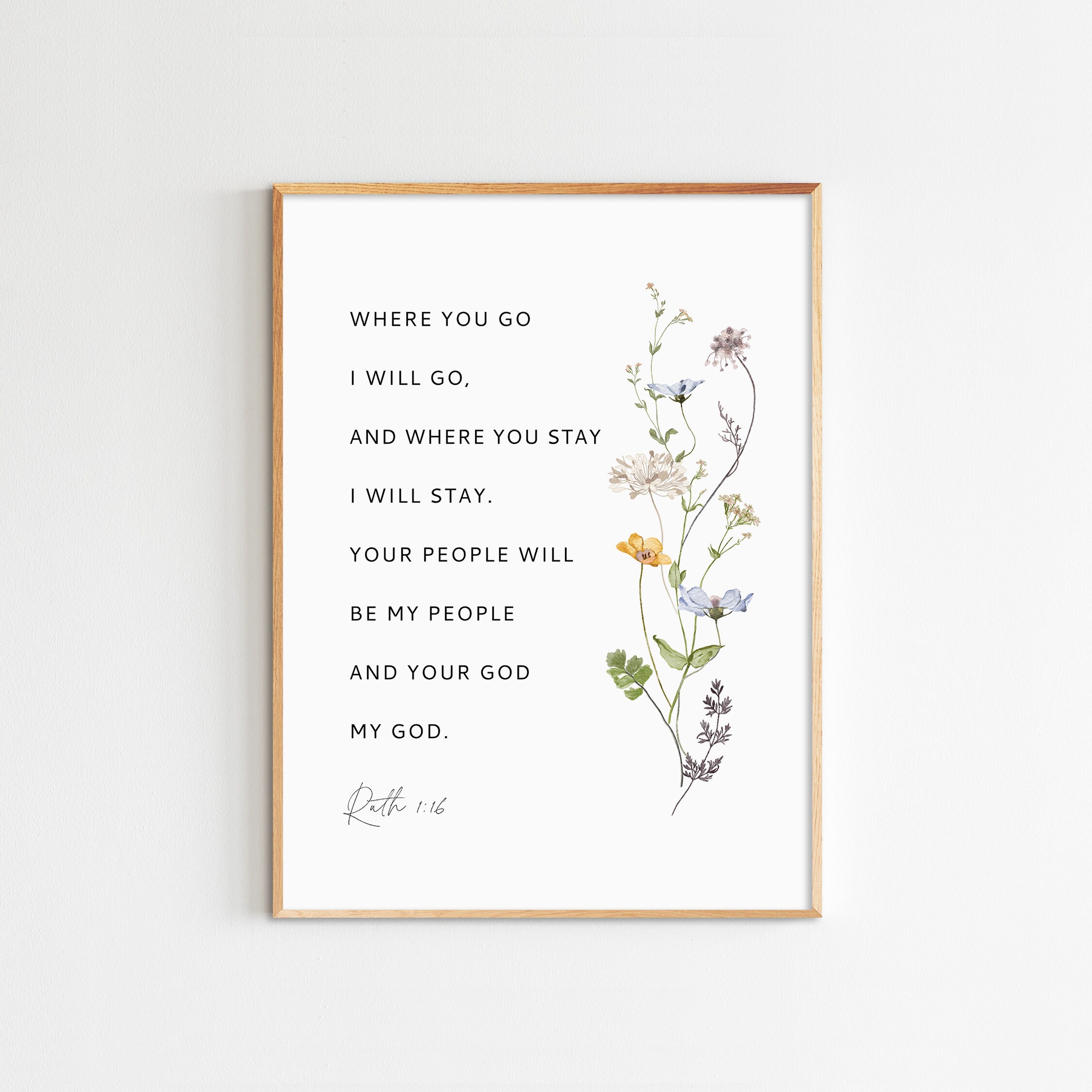 Ruth 1:16 Bible Verse Wildflower Print, Christian Wall Art (digital ...