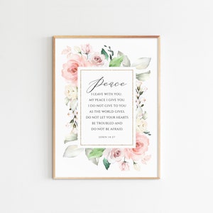 John 14:27 Peace I leave with you Bible Verse Print Watercolor Bible Verse Wall Art Christian Home Decor