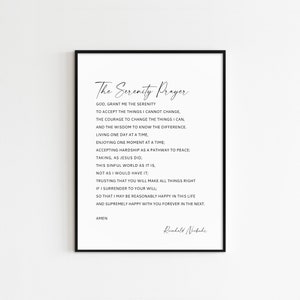 The Serenity Prayer Bibelvers Wandkunst Christliche Schrift Genesung Geschenke Reinhold Niebuhr Zitate