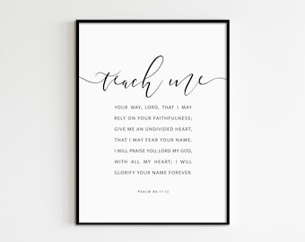 Psalm 86:11-12 Scripture Print, Christian Home Decor (Digital Download)