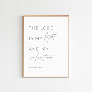 Psalms 27:1 The Lord is My Light and My Salvation, Bible Verse Wall Art, Printable Scripture, Minimalist Print, Large Print,