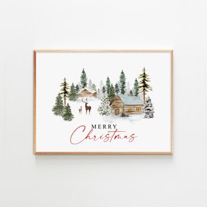 Placa de Feliz Natal, Decoração de Natal para Casa, Arte de Parede para Imprimir de Natal, Impressão Horizontal, Tamanho Máximo 18x24