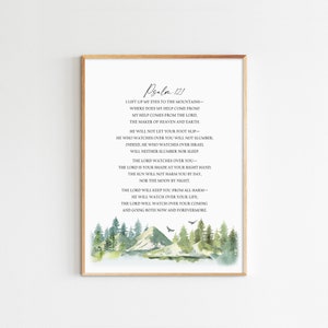 Psalm 121 Scripture Print: Watercolor Greenery Christian Wall Art (Digital Download)