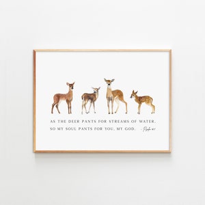 As The Deer Pants, Salmo 42:1, Versetto della Bibbia Wall Art Downloadable Horizontal Print Christian Gift