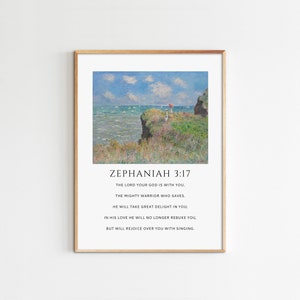 Zephaniah 3:17, Christian Vintage Wall Art, Vintage Art Print, Printable Scripture, Oil Painting, Christian Gift, Maximum Size 16X20