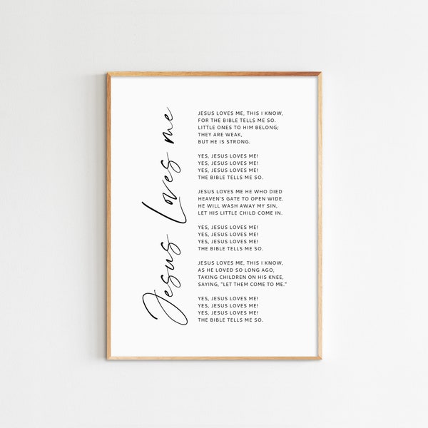 Jesus Loves Me This I Know, Christian Nursery Wall Art, Christian Hymn Sign, Hymn Lullaby Lyrics, Baby Shower Gift