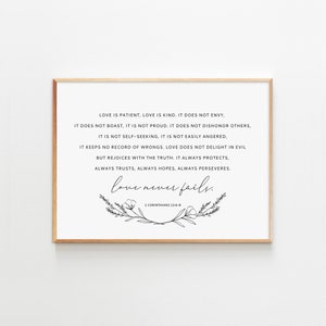 1 Corinthians 13:4-8, Love Is Patient, Love Is Kind, Bible Verse Wall Art, Printable Scripture, Wedding Gift, Maximum Size 24x36