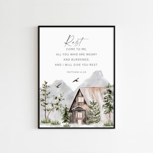Matthew 11:28, Bible Verse Wall Art, Printable Watercolor, Christian Wall Decor, Farmhouse Decor, 20X30