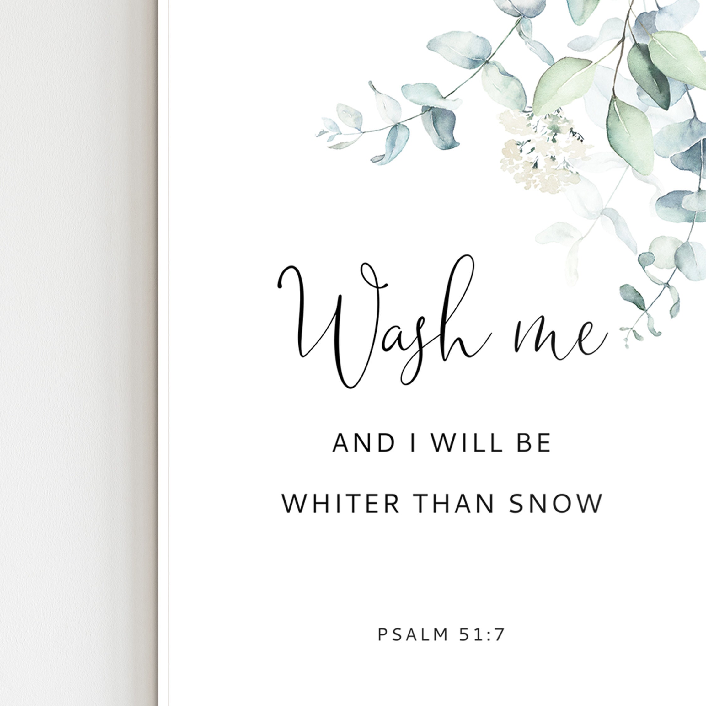 Psalm 51:7 Bible Verse Wall Art Laundry Room Sign Bathroom | Etsy