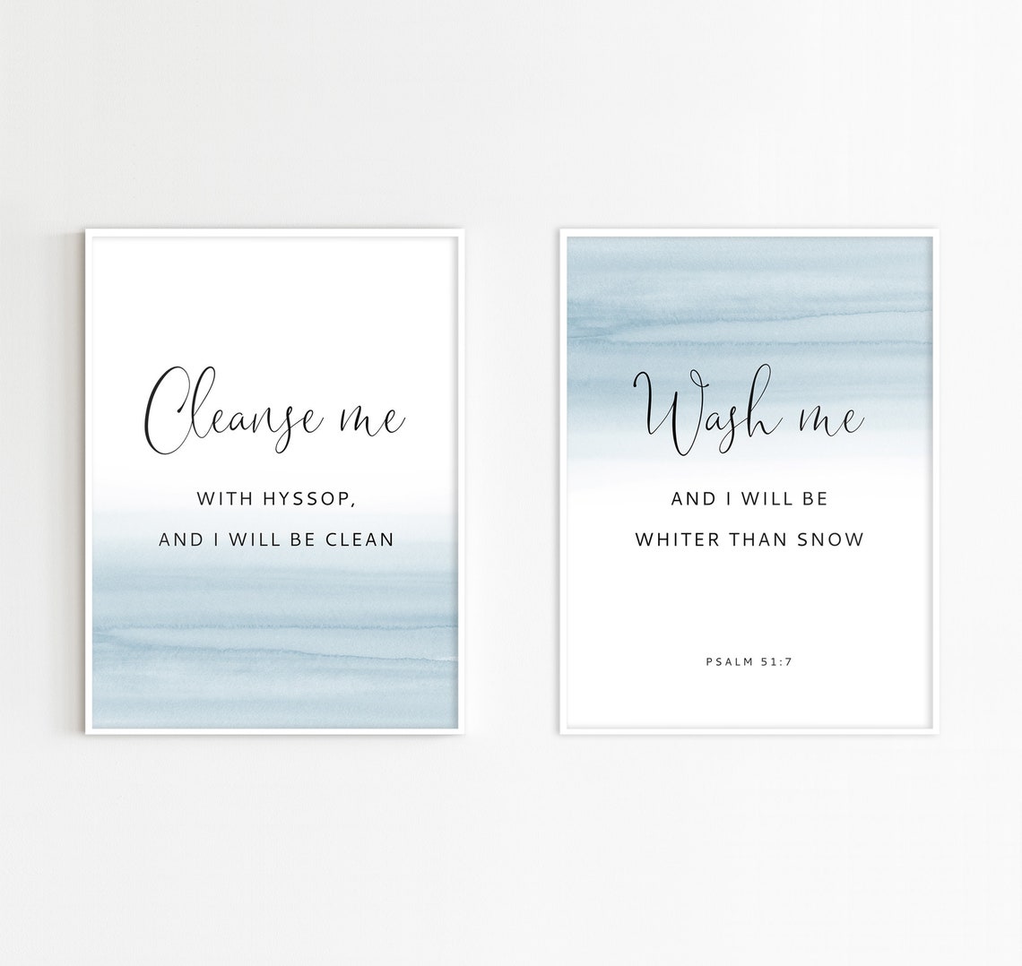 Psalm 51:7 Bible Verse Wall Art Laundry Room Decor Bathroom - Etsy