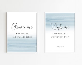 Psalm 51:7 Bible Verse Wall Art Laundry Room Sign Bathroom | Etsy