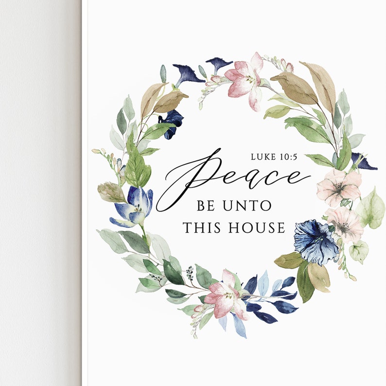 Peace Be Unto This House Luke 10:5 Bible Verse Wall Art Peace Quote Christian Entryway Home Decor image 4