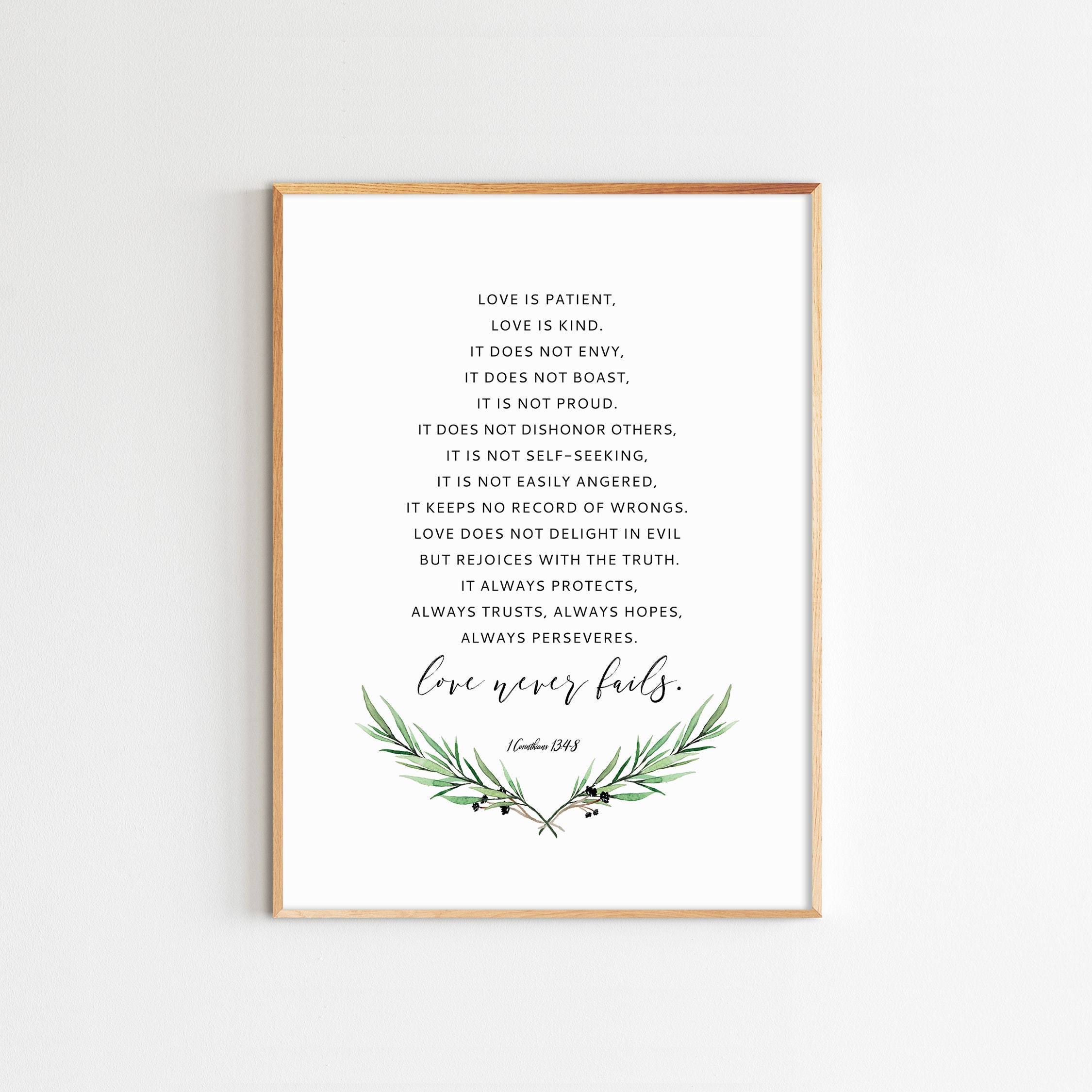Love is Patient Religious Wedding Gift Scripture Print for Christian Decor Corinthians 13 NIV Quote Bible Verse Wall Art