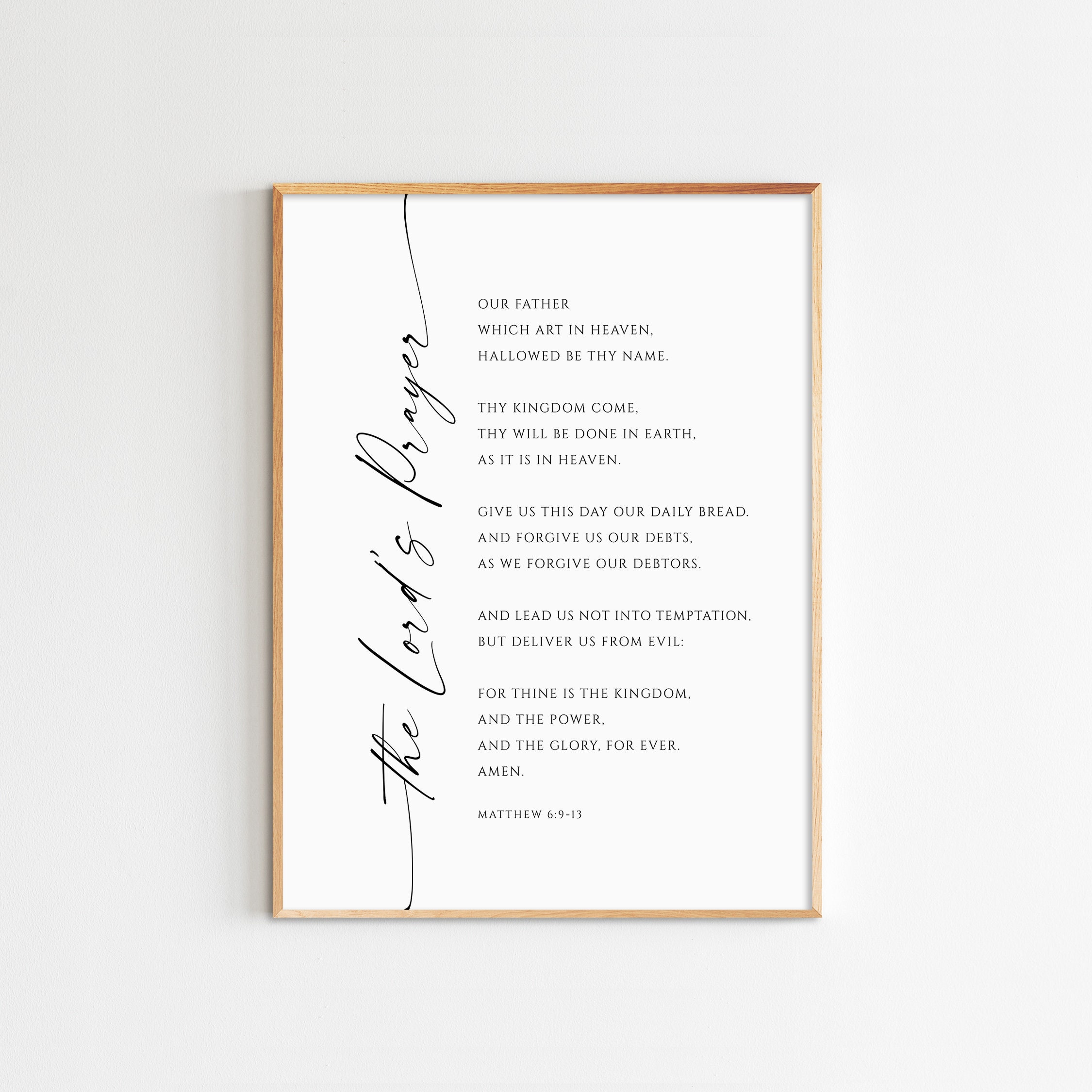 The Lord's Prayer Matthew 6:9~13 Bible Verse Wall Art Printable  Scripture Christian Wall Art