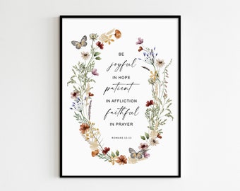 Romans 12:12 Wildflower Print, Christian Home Decor (Digital Download)