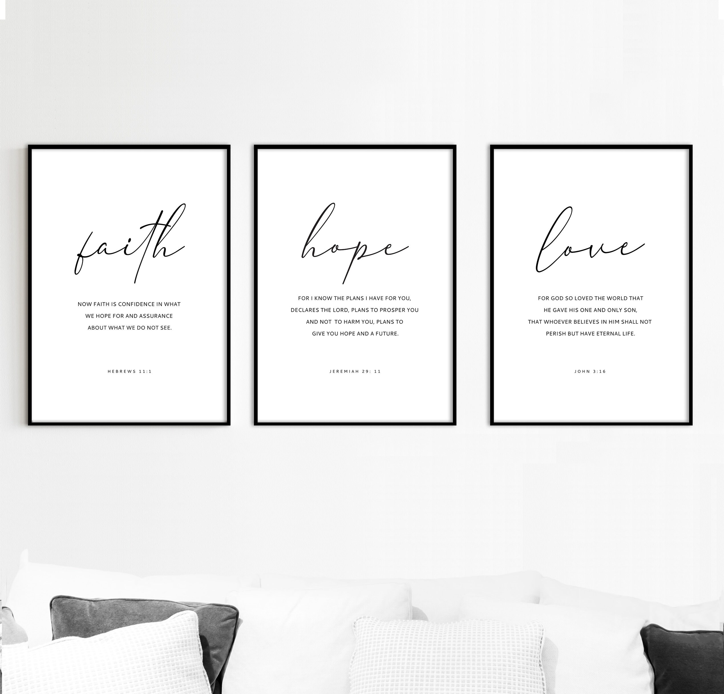 Faith Hope Love Set of 3 Bible Verse Wall Art Printable - Etsy