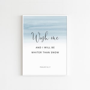 Psalm 51:7, Bible Verse Wall Art, Laundry Room Decor, Bathroom Decor, 2 Set of Prints, Maximum ...