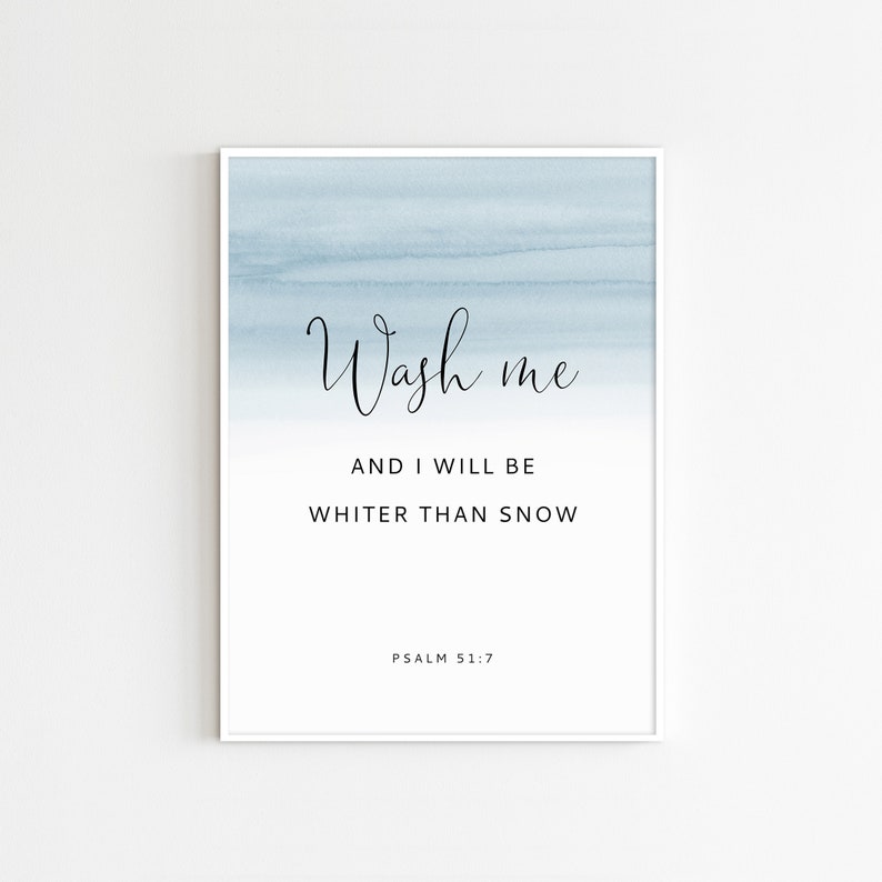 Psalm 51:7 Bible Verse Wall Art Laundry Room Decor Bathroom - Etsy