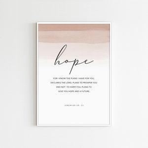 JEREMIAH 29: 11 Esperanza Biblia Versículo De la Pared Arte Imprimible Escritura impresione la decoración cristiana del hogar