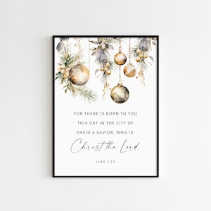 Lucas 2:11, Arte del versículo bíblico de Navidad, decoración de la casa de vacaciones, arte de pared imprimible de Navidad, decoración de la pared de Navidad, 20x30