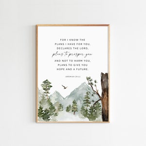 Jeremiah 29:11 Bible Verse Wall Art Printable Scripture Christian Gifts Landscape Wall Art Minimalist Print