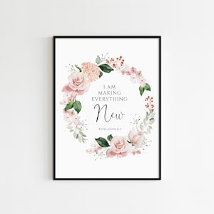 Revelation 21:5 Floral Bible Verse Art - Christian Home Decor (Digital Download)